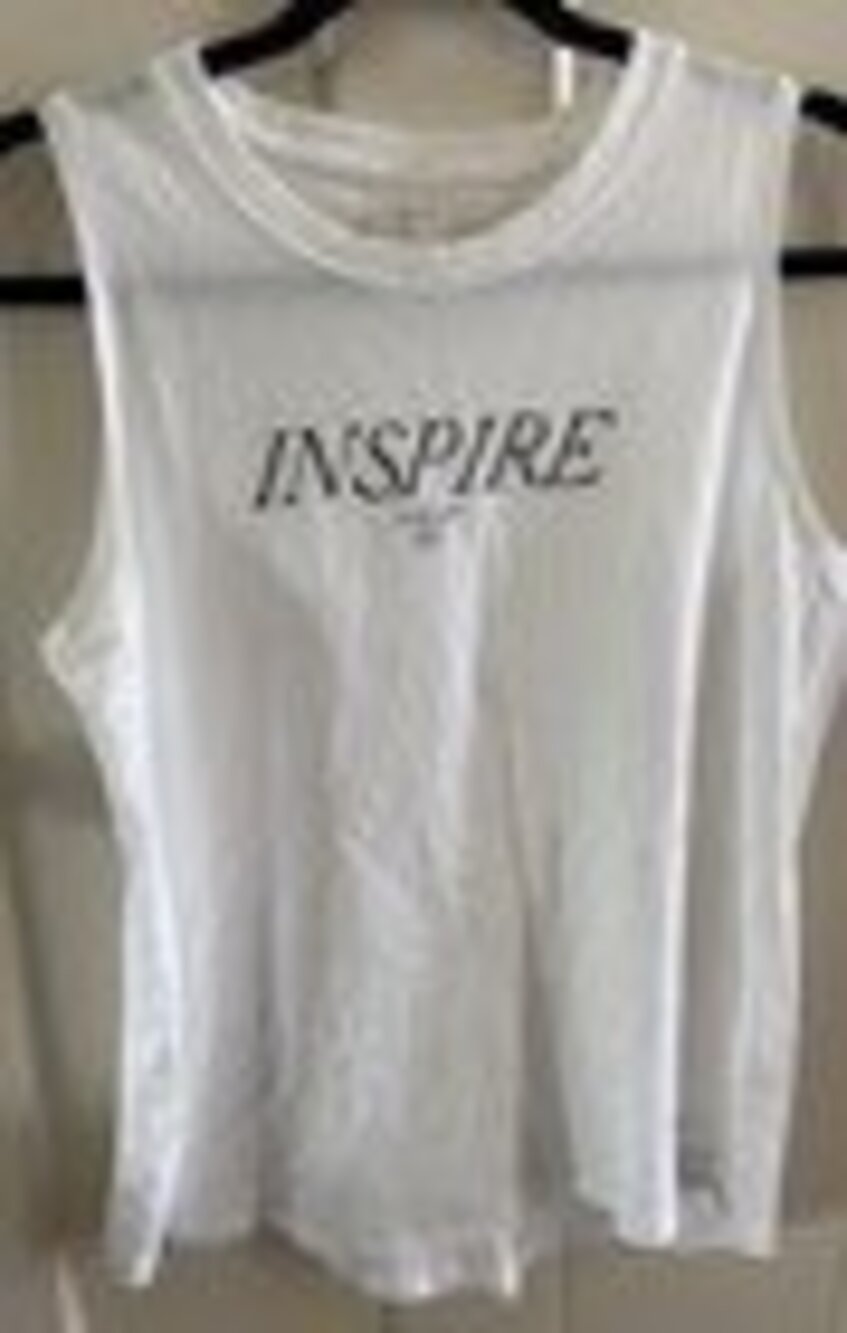 CALIA Inspire White Sleeveless Crew Neck Activewear Tank Top Women's L EUC